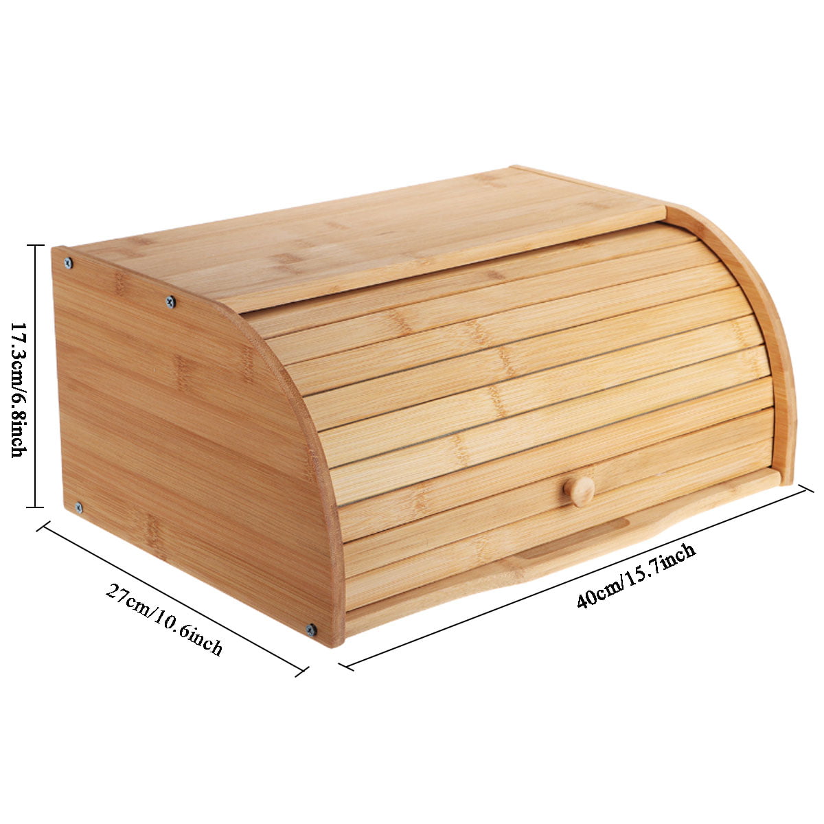 Wooden Bread Bin Roll Top for storing Loaf Small Red