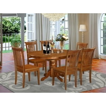 East West Furniture Avon 7-piece Wood Dining Room Set in Saddle Brown