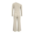 thumbnail image 2 of Fall Two Piece Sets For Women One Shoulder Tops Long Pants Knit Matching Lounge Set Womens Casual 2 Piece Top and Pants Home Wear Set, 2 of 8
