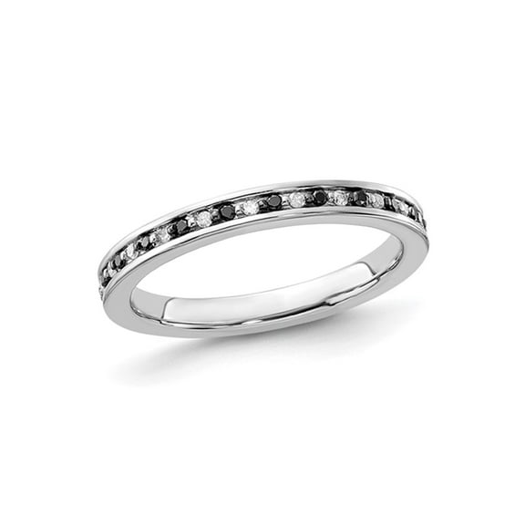 1/5 Carat (Ctw) Black & White Diamond Wedding Band Ring in Sterling Silver for Women