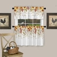 thumbnail image 3 of 3 Piece Curtains Tiers and Valances Set, Fall Sunflower Eucalyptus Leaves Thanksgiving Autumn Watercolor Floral Plant Rod Pocket Short Window Treatment Curtains Panel and Valance for Bathroom Kitchen, 3 of 6