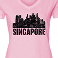 thumbnail image 4 of Inktastic Singapore City Skyline with Grunge Women's V-Neck T-Shirt, 4 of 5