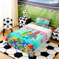 thumbnail image 3 of Erosebridal Letter H Teal Gradient Soccer Ball Print Twin Sheet Sets, Sports Monogram Bedding for Kids Boys and Girls, 1 Flat Sheet, 1 Fitted Sheet and 1 Pillowcase, 3 of 6