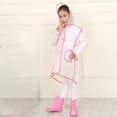 thumbnail image 2 of kpoplk Hooded Transparent Raincoat Girl Boys Rain Coat Hooded Outdoors Clear Waterproof Kids Toddler Children's Rainwear Protective Covers 1-10T(Pink,3-4 Years), 2 of 5