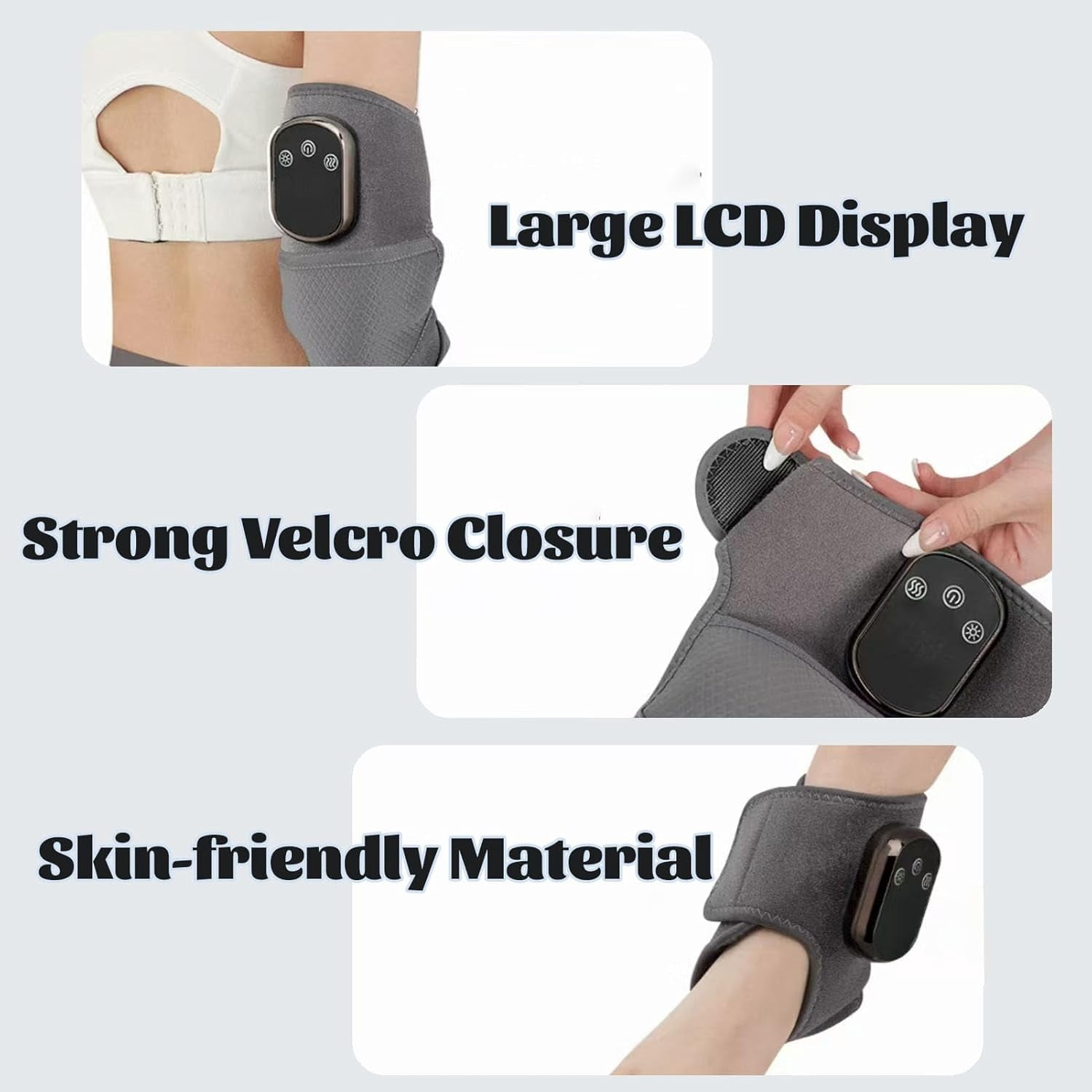 Rejuvenating Foot Triple Massager, a 3-in-1 cordless and portable foot massager with a triple heated ankle bandage, 3 vibration modes, and 5 heat levels to help you relax. Suitable for heels, arches,