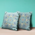 thumbnail image 3 of Paisley Leaf Geo Throw Pillow with Removable Cover in Light Gray Blue Yellow 16x16, 3 of 5