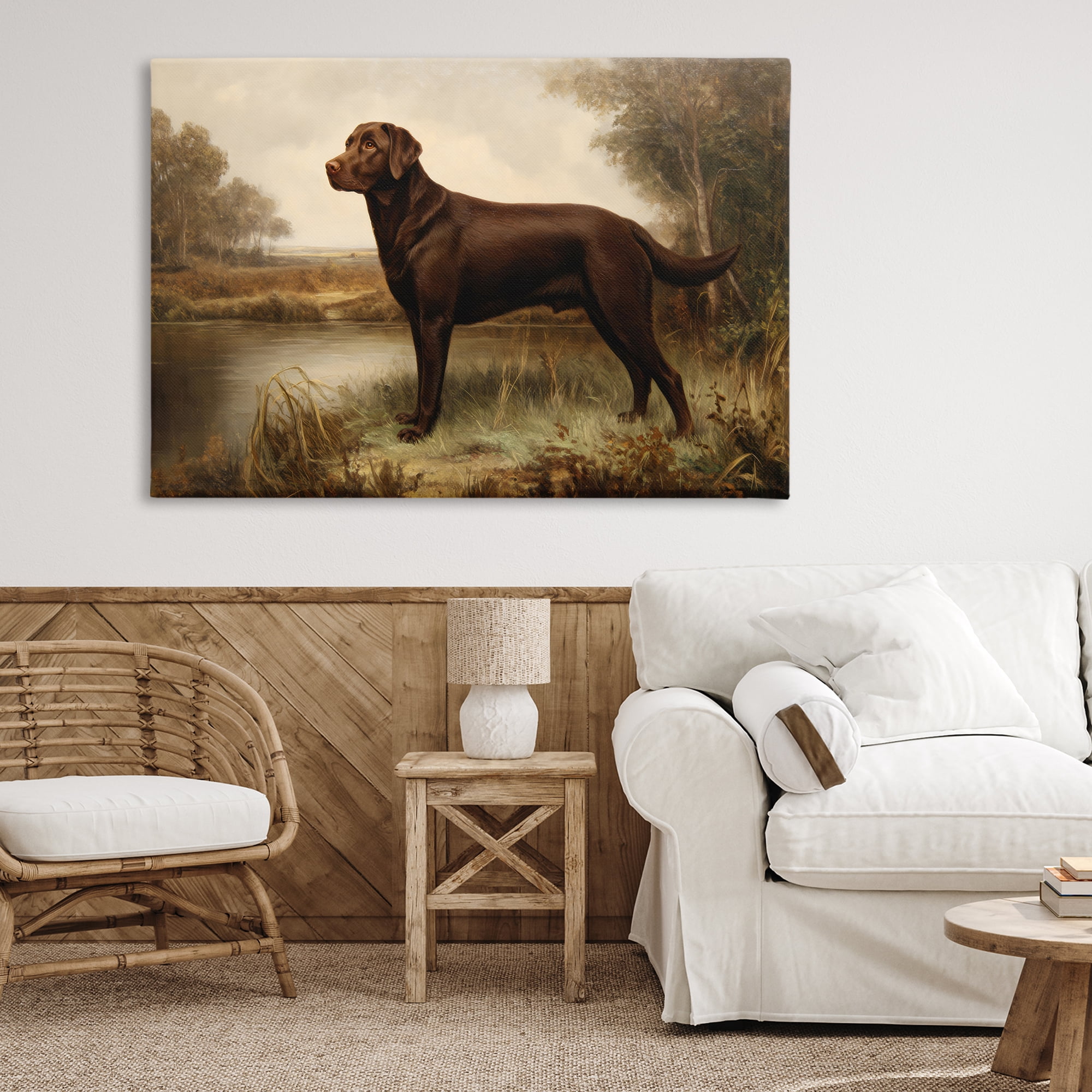 Stupell Industries Brown Lab By The River Canvas Wall Art, design by Petal Prints Design