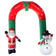 thumbnail image 1 of Arco de inflables navideños de 8 pies Decoraciones al aire libre Arco de Papá Noel y muñeco de nieve inflable gigante impermeable Decoraciones de patio explosivas con luces 9 LED / Cuerdas a prueba de, 1 of 8