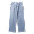 thumbnail image 5 of Straight Leg Jeans for Women Drape Soft Loose Fit Denim Pants High Waisted Stretchy Vintage Baggy Denim Pants with Pockets Daily Casual Streetwear Trousers, 5 of 6