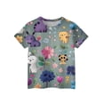 thumbnail image 3 of CCRFTGI Cute Shirts for Kids Girls Size 8 Girls Fashion Short Sleeve Novelty Animal Floral Print Tops Lightweight Crew Neck Tunic Tops Green 7-8 Years, 3 of 4