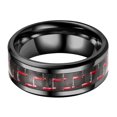 thumbnail image 1 of Anillo de acero inoxidable con pulido fino y superficies alisadoras, anillo exclusivo de moda para hombre para fiestas, con rayas negras y rojas, 20 mm, 1 of 14