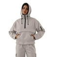 thumbnail image 4 of GEWSEY Women's Rain Jacket 1/4 Packable Lightweight Windbreaker Water-Resistant Pullover Jackets with Hood Hiking Travel (Grey, L), 4 of 9