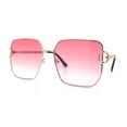 thumbnail image 4 of Womens Oversized Rectangle Butterfly Metal Rim Luxury Fashion Sunglasses Gold - Pink, 4 of 8