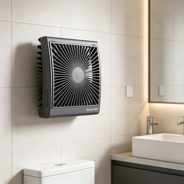 Rewenti Smart Automatic Wall-Mounted Fan with Human Body Sensor, Temperature Control Fan Speed and Night Light for Home office
