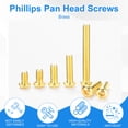 thumbnail image 4 of Uxcell 20-Pack M3x6mm Pan Head Machine Screws Brass Cross Head Fully Threaded Bolts for Furniture Brass, 4 of 7