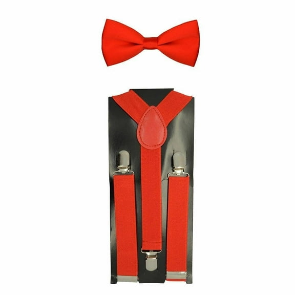 RED Baby Toddler Kids Boys Girls Y-Back Elastic Suspenders Bowtie Set - New with box/tags
