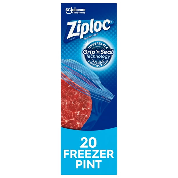 Ziploc Brand Freezer Pint Bags with Grip 'n Seal Technology, 20 Count
