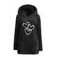thumbnail image 5 of Wyobmus Womens Long Fuzzy Hoodies Winter Warm Hoodie Cozy Oversized Pockets Printed Hooded Blouse Long Sleeve Hooded Tops A-Black, 5 of 5