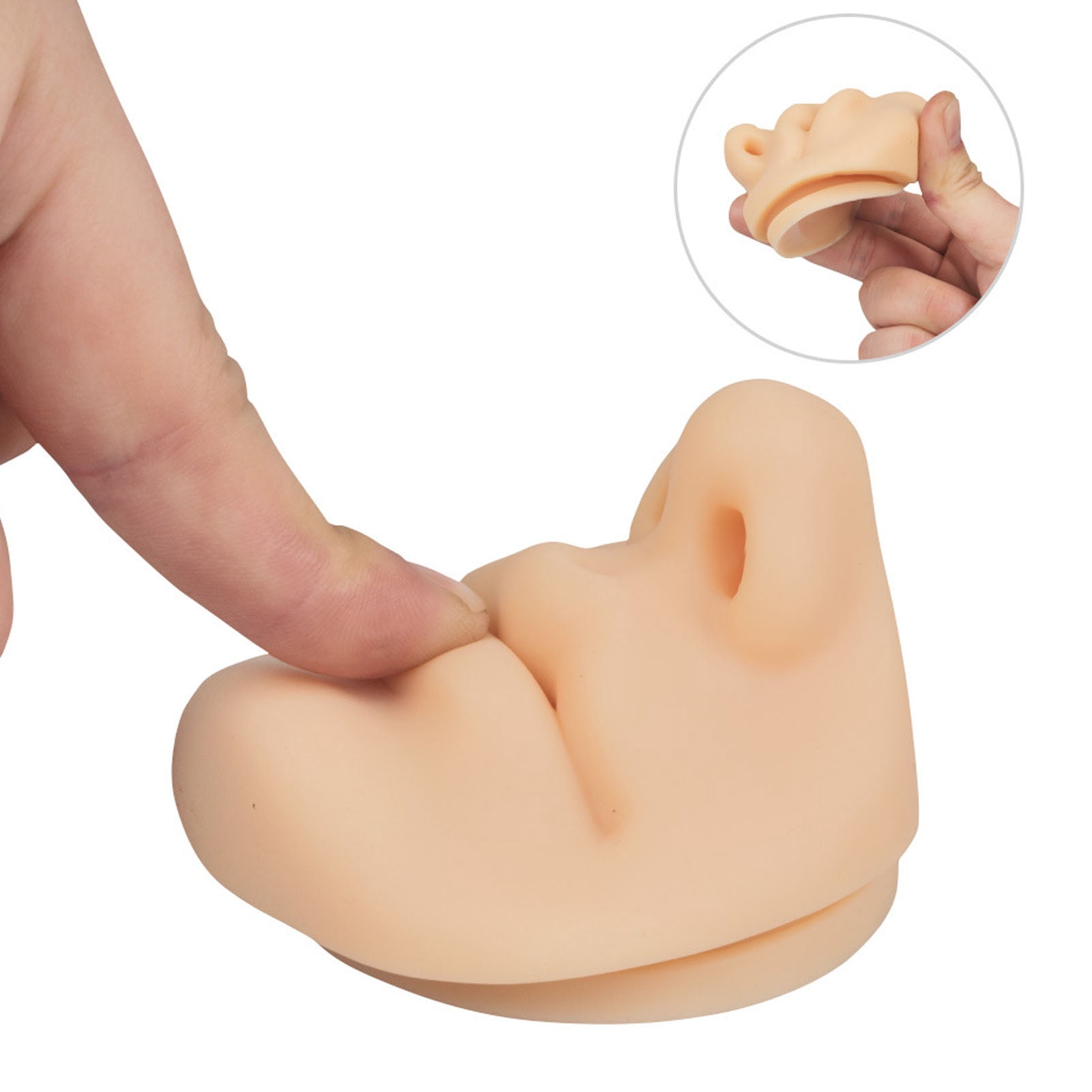 Riousery 4pcs 3D Silicone Piercing Practice Lips and Nose Face Model, Reusable Body Part Skin for Makeup Microblading Training, Semi Permanent Jewelry Display (2.95x2.76 in / 7.5x7 cm)