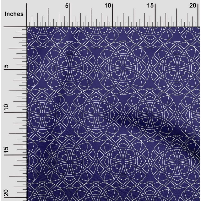 oneOone Cotton Silk Fabric Shapes Geometric Sashiko Print Decor Fabric Printed BTY 42 Inch Wide