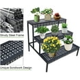 thumbnail image 3 of 3 Tier Stair Style Metal Plant Stand, Garden Shelf for Large Flower Pot Display Rack Indoor Outdoor, Black, 3 of 8