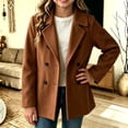 thumbnail image 4 of Riecok Trench Coats for Girls Long Sleeve Button down Jackets Lapel Collar Overcoat Warm Casual Winter Outerwear with Pocket 150, 4 of 7