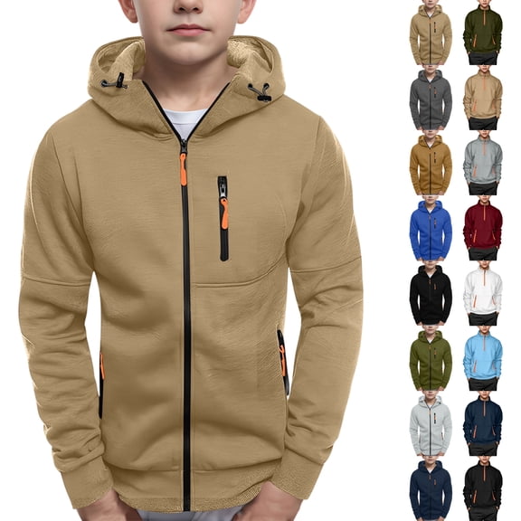 Children's Hooded Sweatshirt Pullover Long Sleeve Tops Fleece Casual Basic Hoodies Clothes