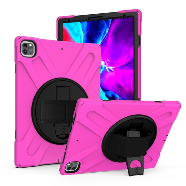 Ipad Pro 12 9 3rd 4th Gen Case Heavy Duty Drop Protection Shield Armor Case Stand Hand Palm Strap Cover For Apple Ipad 12 9 3rd 4th Generation Hot Pink Walmart Com