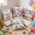 thumbnail image 6 of AZXY Easter Decorative Throw Pillow Covers 18x18 Set of 4, Soft Flock Fabric Square Pillow Case, Farmhouse Outdoor Pillow Cover for Couch Sofa Bed Car Spring Easter Home Decor, 6 of 6