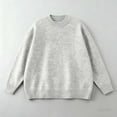 thumbnail image 6 of Women's Crewneck Sweater Winter Warm Sherpa Sweatshirt Solid Color Pullover Gray M, 6 of 9