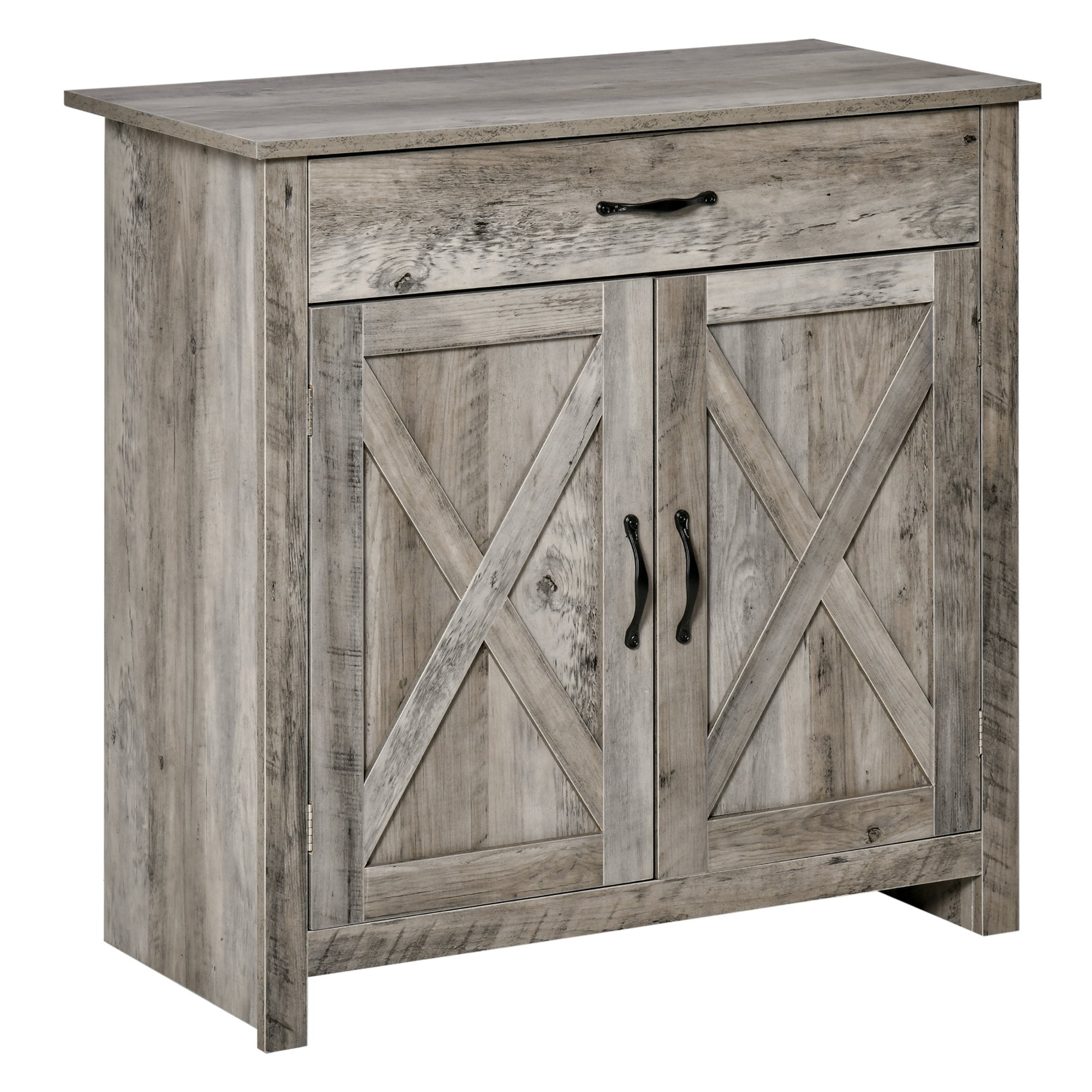 Suzicca Farmhouse Barn Door Sideboard Buffet Accent Storage