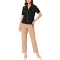 thumbnail image 2 of INSPIRE CHIC Women's Lapel Collar Top Button Down Short Sleeves Work Shirt Black M, 2 of 5