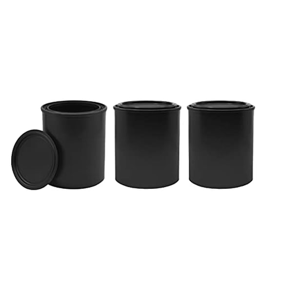 3PK Quart Size Black All-Plastic (Polypropylene) Paint Cans with Lids - Made from Recycled Plastic