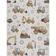 thumbnail image 2 of Hauteloom Mochi Kids Room, Nursery Machine Washable Area Rug - Construction Vehicles Machines - Cream, Brown, Beige - 6'7" x 9', 2 of 8
