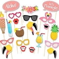 thumbnail image 1 of Tropical Summer Party Photo Booth Props Set - 21pcs Hawaiian Beach Party Decoration with Flamingo Theme, 1 of 5