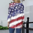 thumbnail image 3 of Iaqnaocc 4th Of July Tops for Women Trendy 3/4 Length Sleeve Independence Day Crewneck Shirts Plus Size American Flag Stars Striped Spring Fall Festival Tee Shirts Purple 5XL, 3 of 6
