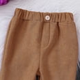 thumbnail image 6 of Tfken Trousers For Girls Children Flare-Leg Casual Solid Color Elastic Waist Warm Fleece Pants Khaki Size 2-3 Years, 6 of 8