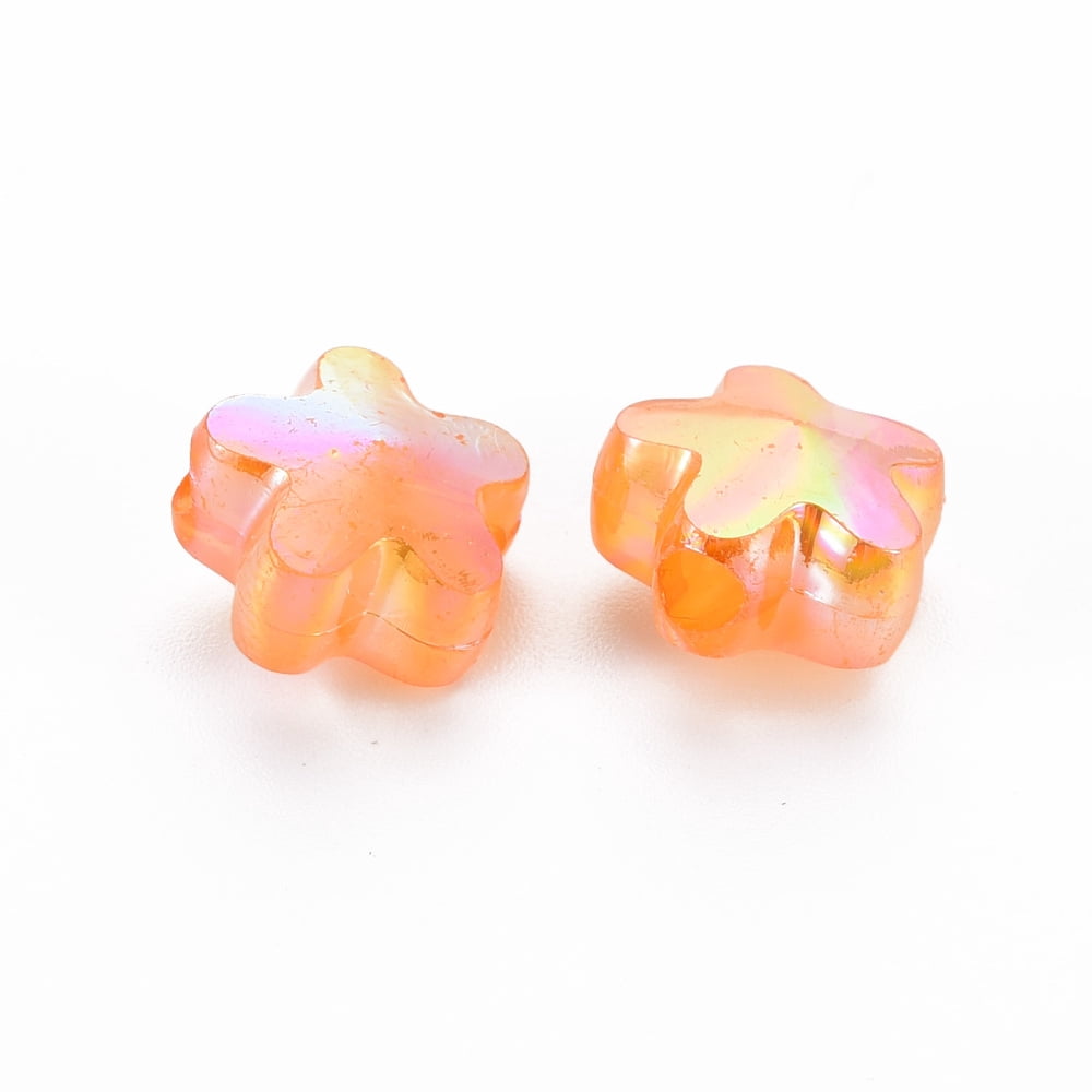Imitation Jelly Acrylic Beads AB Color Plated Flower Mixed Color 11x12x7.5mm Hole: 2.5mm about 890pcs/500g