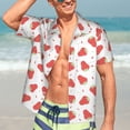 thumbnail image 3 of Wukai Hand Drawn Strawberry Men's Hawaiian Shirt Short Sleeve Casual Button Down Summer Beach Aloha Shirt Tropical Print Holiday Party, 3 of 8
