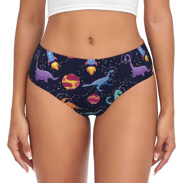 Balery Space Dinosaur Ropa Interior de Algodón para Mujer con Dibujo – Braguitas Cómodas y Elásticas, Estilo Clásico-XX-Large
