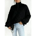 thumbnail image 4 of Winter Fleece Jacket for Women Zipper Stand Collar Casual Coats with Pockets Black XL, 4 of 9