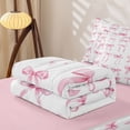 thumbnail image 5 of Manfei Girly Bow Zipper Twin Comforter Sets with Fitted Sheet and 2 Pillowcases For Kids,Pink Ribbon Bowknot Zipper Bedding Set,Pink Reversible,4-Piece, 5 of 7