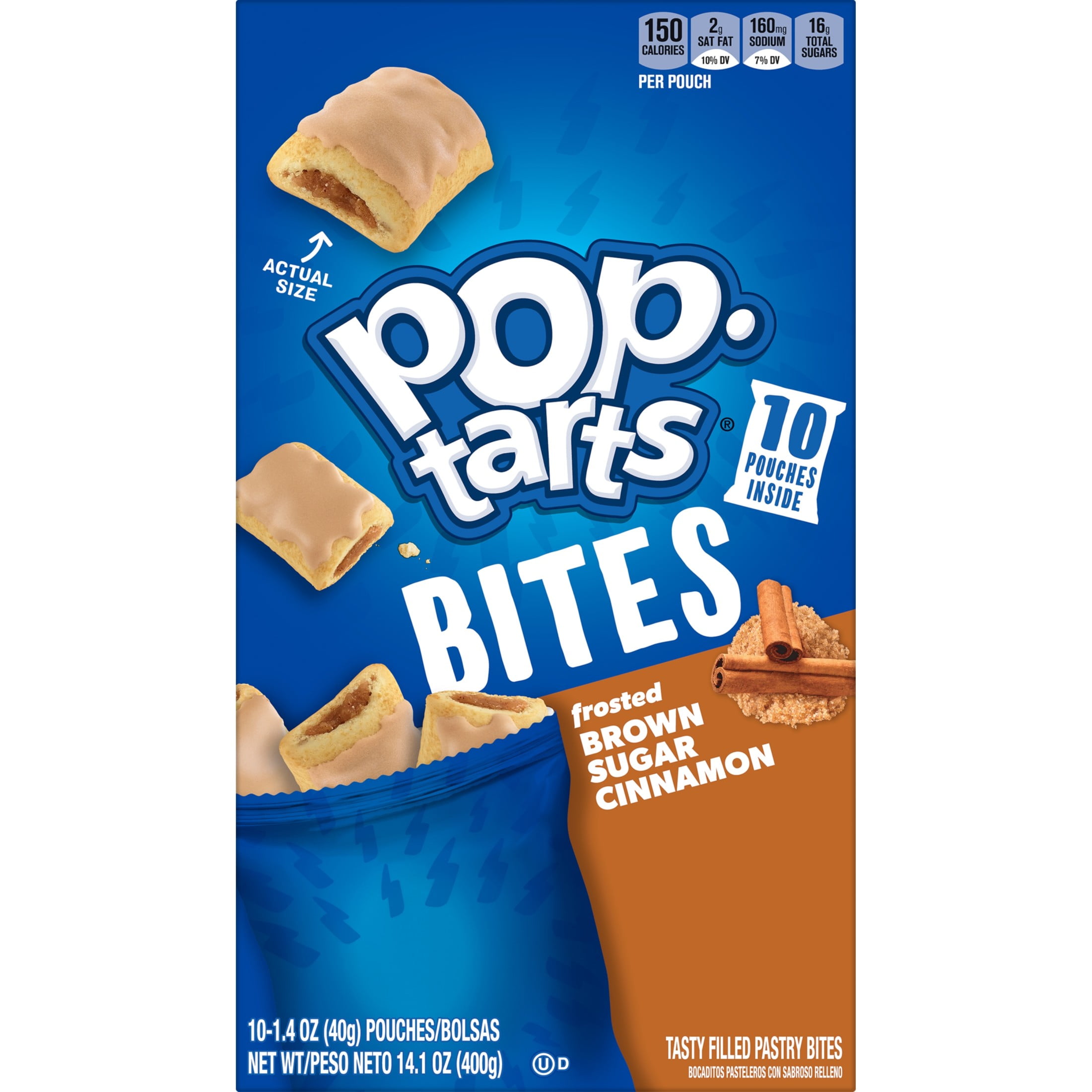 Pop-Tarts Frosted Brown Sugar Cinnamon Baked Pastry Bites, Kids Snacks, Shelf-Stable, 14.1 oz (10 Count)
