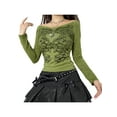 thumbnail image 3 of DuAnyozu Women Close-fitting Pullover White Printed Pattern Long Sleeve V-neck Tops, 3 of 5