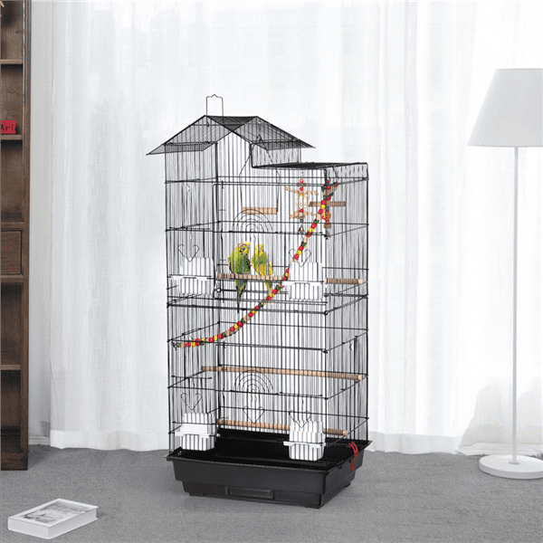 Yaheetech 39 Bird Cage for Mid Sized Parrots Cockatiels or Parakeets Black