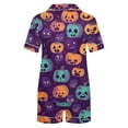 thumbnail image 4 of Tnhcen Women's Halloween Cute Printed Short Sleeve Collared Pajama Set Comfortable Loungewear Soft Sleepwear S-2XL Multiple Colors Available Purple, 4 of 8