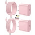 thumbnail image 1 of Cargador para iPhone FEEL2NICE 12W de carga rápida, paquete de 2, USB-C, rosa, 1 of 7