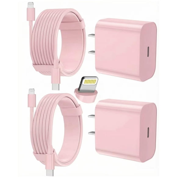 Cargador para iPhone FEEL2NICE 12W de carga rápida, paquete de 2, USB-C, rosa