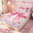 thumbnail image 2 of Erosebridal Cartoon Bow Zipper Twin Comforter Sets with Fitted Sheet and 2 Pillowcases,Geometric Checkerboard Zipper Bedding Set,Pink White,4-Piece,Pink Reversible, 2 of 6