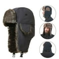 thumbnail image 4 of Men Women Russian Hat Trapper Bomber Warm Trooper Ear Flaps Winter Ski Hat Solid Color Faux Fur Cap Headwear, 4 of 7